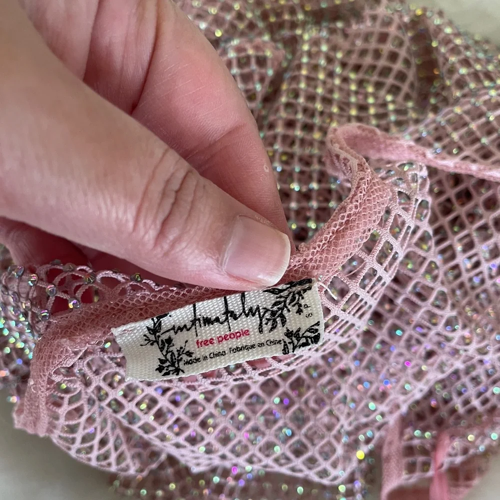 Pink sparkle fishnet free people top - Picture 5 of 8